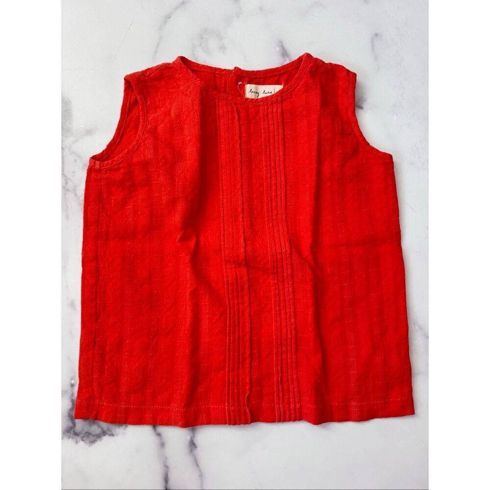 Lacey Lane size 5 little girls Cotton coral orange red vintage style cottage top
